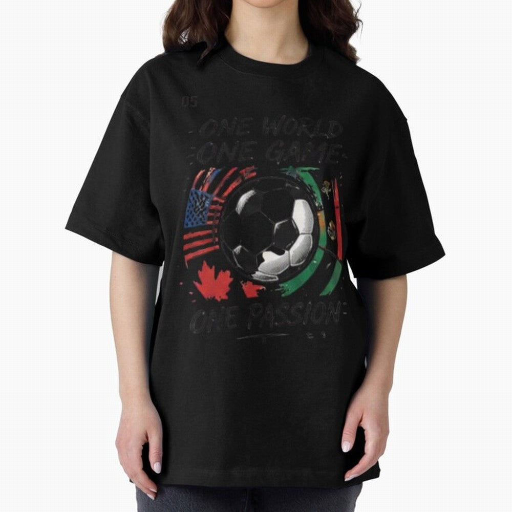 One World One Game Football Graphic Tee Classic T-Shirt Carry the Colors and Pride of FIFA World Cup 2026 Group Stage for Fans of CR7 and Messi and Germany, Bringing Worldwide Fan Energy, Dramatic Goals, Stadium Lights and Championship