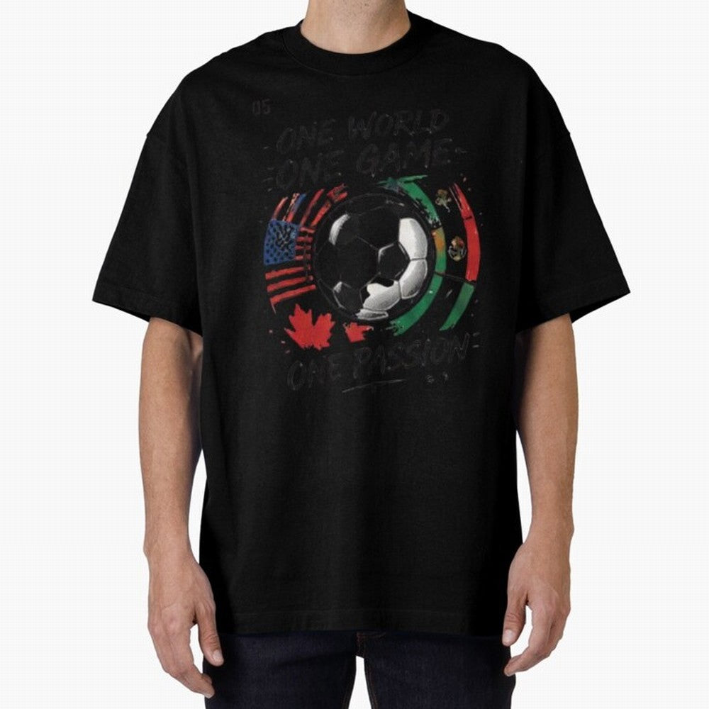 One World One Game Football Graphic Tee Classic T-Shirt Carry the Colors and Pride of FIFA World Cup 2026 Group Stage for Fans of CR7 and Messi and Germany, Bringing Worldwide Fan Energy, Dramatic Goals, Stadium Lights and Championship