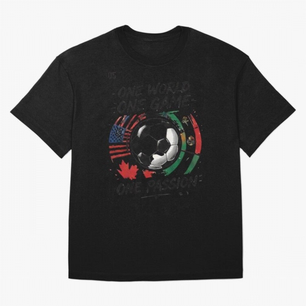 One World One Game Football Graphic Tee Classic T-Shirt Carry the Colors and Pride of FIFA World Cup 2026 Group Stage for Fans of CR7 and Messi and Germany, Bringing Worldwide Fan Energy, Dramatic Goals, Stadium Lights and Championship