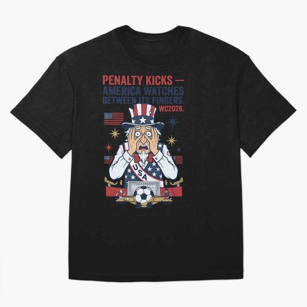 Penalty Kicks ¡ª America Watches Between Its Fingers V1 Classic T-Shirt Bring Champion Energy into FIFA World Cup 2026 Group Stage Inspired by Haaland, Brazil, Portugal and Argentina Energy, Global Supporter Spirit, Legendary Goals, National Colors