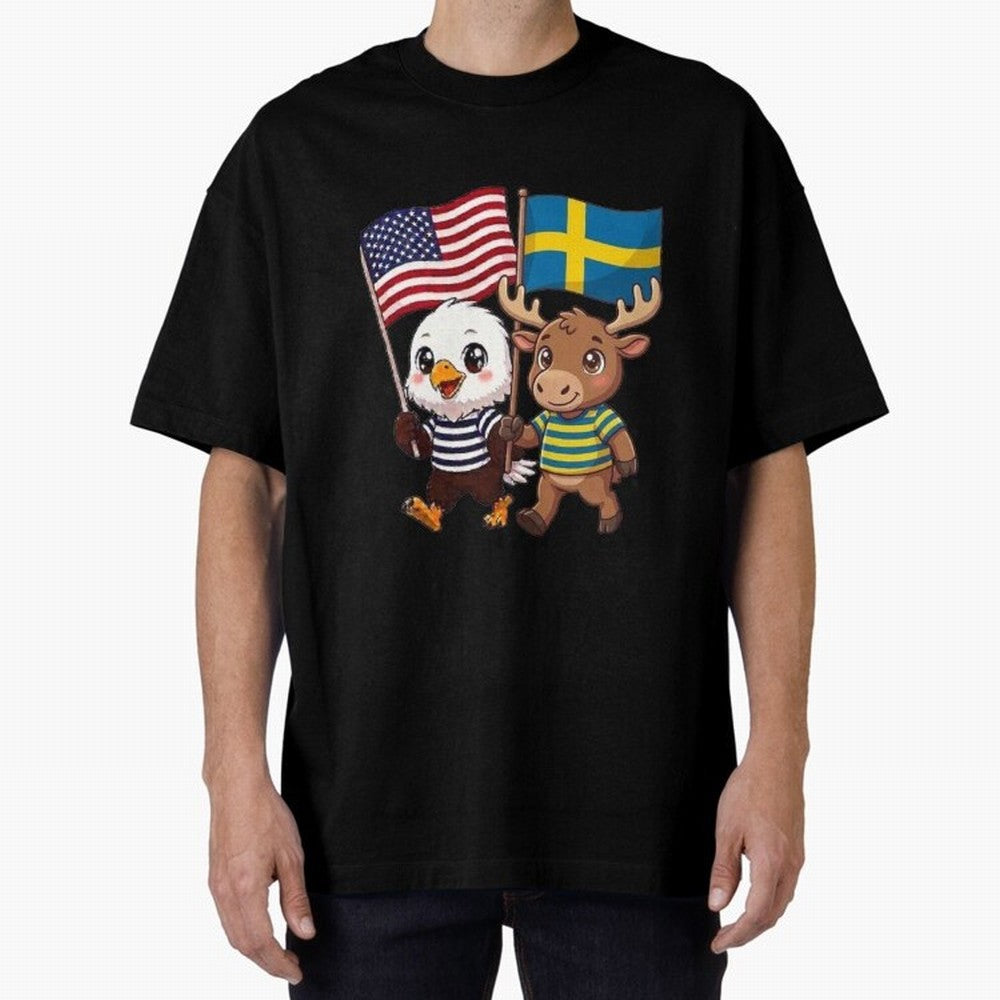 The American eagle and its friend, the Swedish elk Classic T-Shirt Follow the Road to FIFA World Cup 2026 Group Stage Inspired by Haaland, Brazil, Portugal and Argentina Energy, Stadium Chants, National Pride, Trophy Dreams and Unforgettable