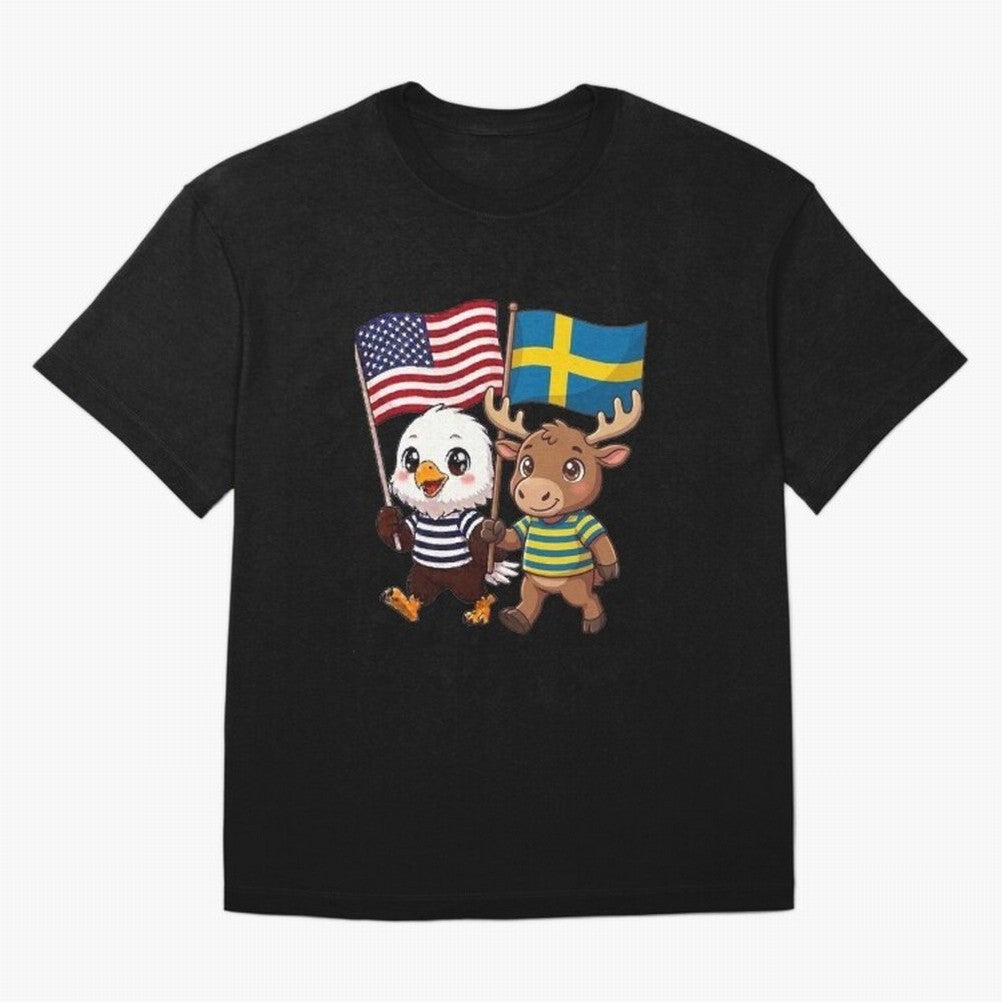 The American eagle and its friend, the Swedish elk Classic T-Shirt Follow the Road to FIFA World Cup 2026 Group Stage Inspired by Haaland, Brazil, Portugal and Argentina Energy, Stadium Chants, National Pride, Trophy Dreams and Unforgettable