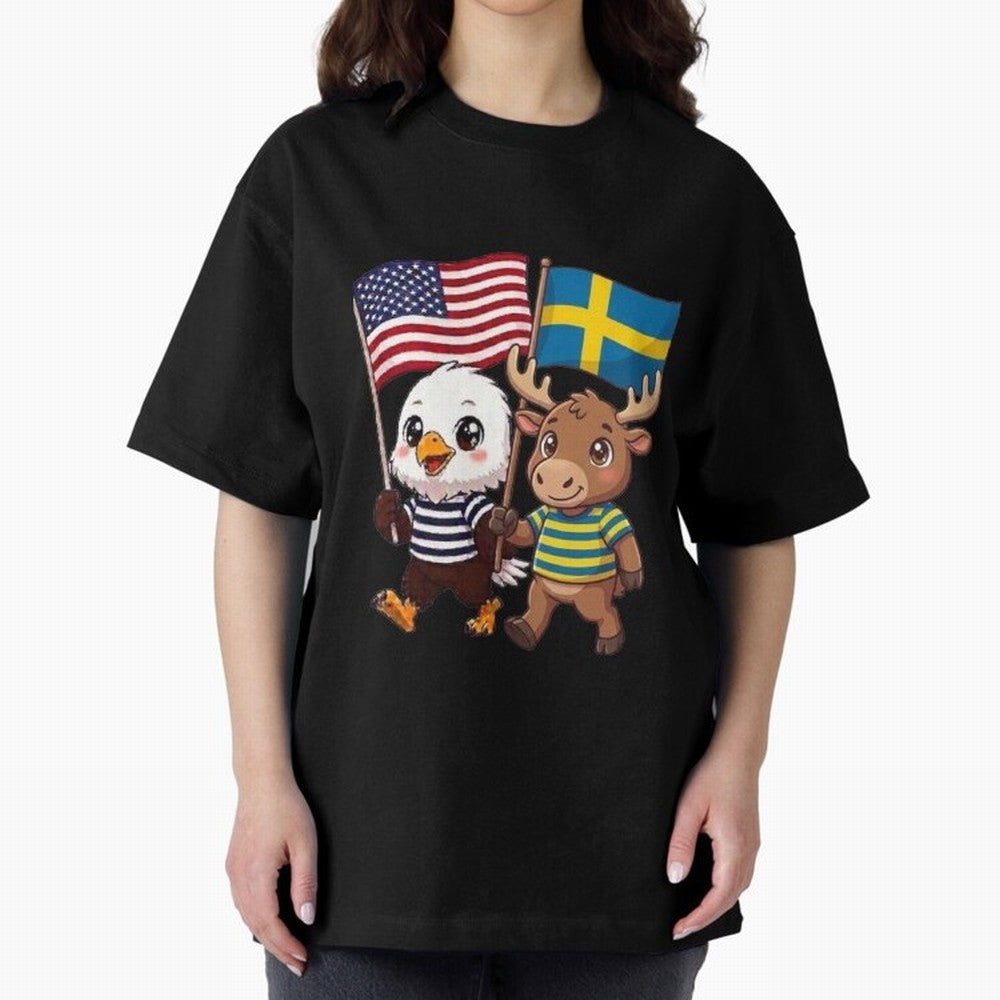 The American eagle and its friend, the Swedish elk Classic T-Shirt Follow the Road to FIFA World Cup 2026 Group Stage Inspired by Haaland, Brazil, Portugal and Argentina Energy, Stadium Chants, National Pride, Trophy Dreams and Unforgettable