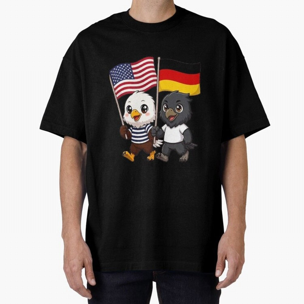 The American eagle and its friend the German eagle Classic T-Shirt Carry Global Football Passion for FIFA World Cup 2026, Celebrating CR7 and Messi, France and Portugal, Vintage Soccer Flavor, Modern Football Stars, National Flags and Final Night