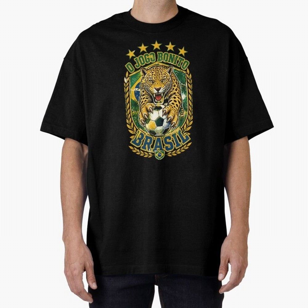 Brazil Soccer Jaguar - O Jogo Bonito Vintage 5 Stars Football Fan T-Shirt Classic T-Shirt Celebrate Fan Culture around FIFA World Cup 2026 USA Canada Mexico Spirit, Driven by France and Portugal, CR7 and Messi, Tournament Hype, Historic Matchups,