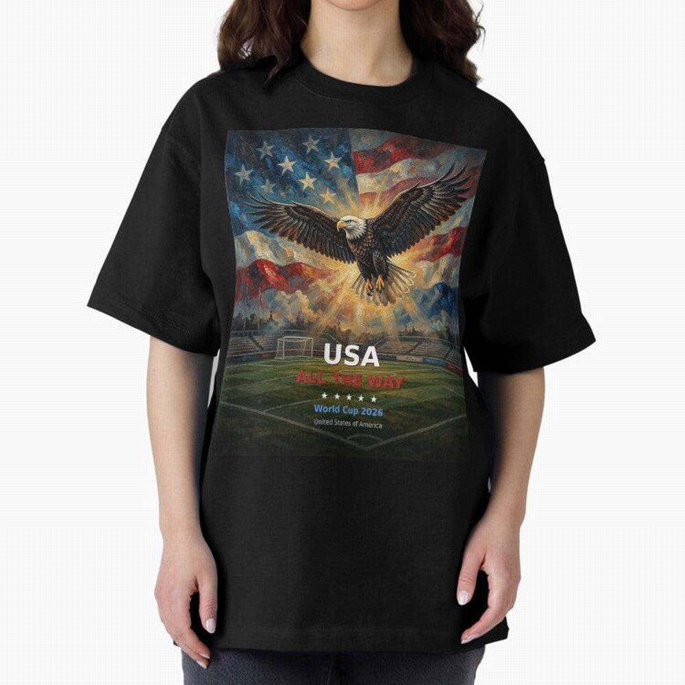 USA All The Way - American Eagle Soccer World Cup 2026 Tee Classic T-Shirt Relive FIFA World Cup 2026 USA Canada Mexico Driven by Mbappe and Neymar, Brazil Energy, Football Festival Excitement, Trophy Ambitions, Country Rivalries and Star Player