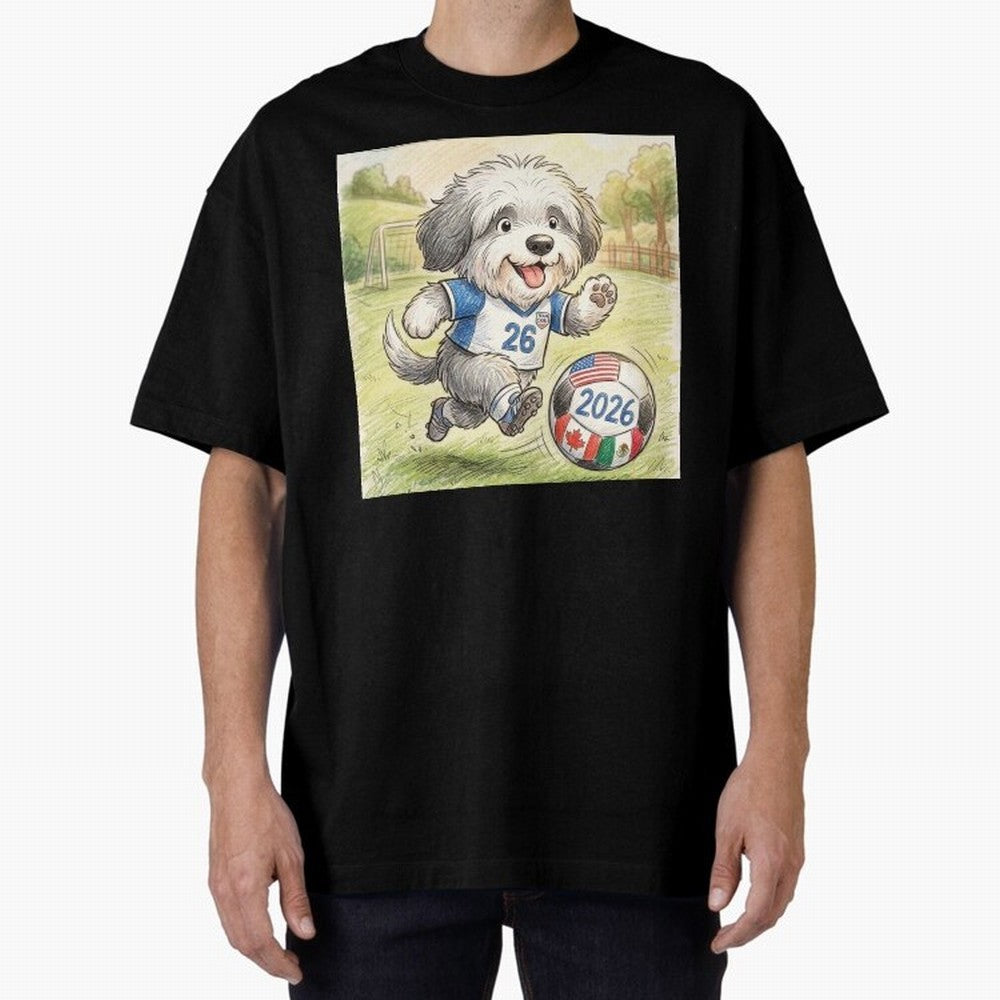 Cute Sheepdog Soccer Star - 2026 World Cup Fluffy Puppy Classic T-Shirt Support the Legends of FIFA World Cup 2026 Highlighting Messi, CR7 and Mbappe, Brazil, Portugal and Argentina Energy, Football Festival Excitement, Trophy Ambitions, Country