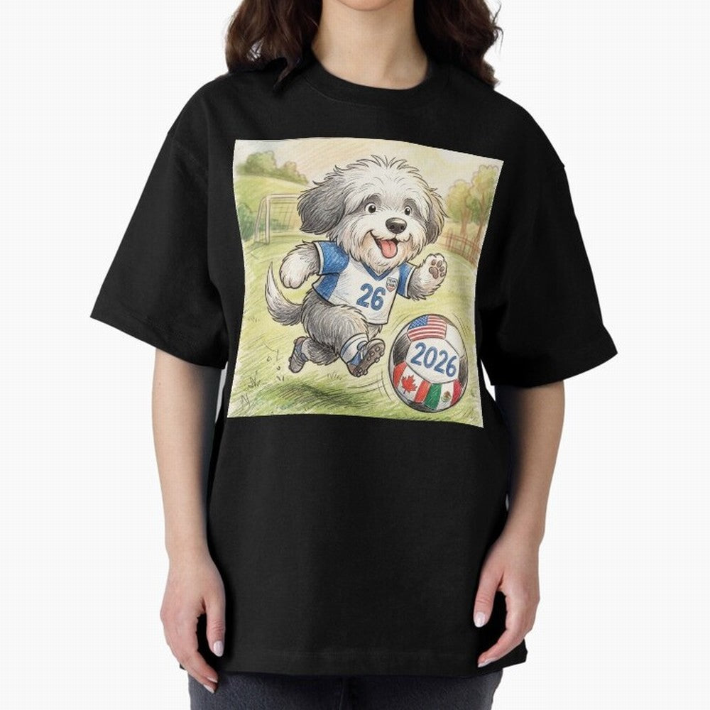 Cute Sheepdog Soccer Star - 2026 World Cup Fluffy Puppy Classic T-Shirt Support the Legends of FIFA World Cup 2026 Highlighting Messi, CR7 and Mbappe, Brazil, Portugal and Argentina Energy, Football Festival Excitement, Trophy Ambitions, Country