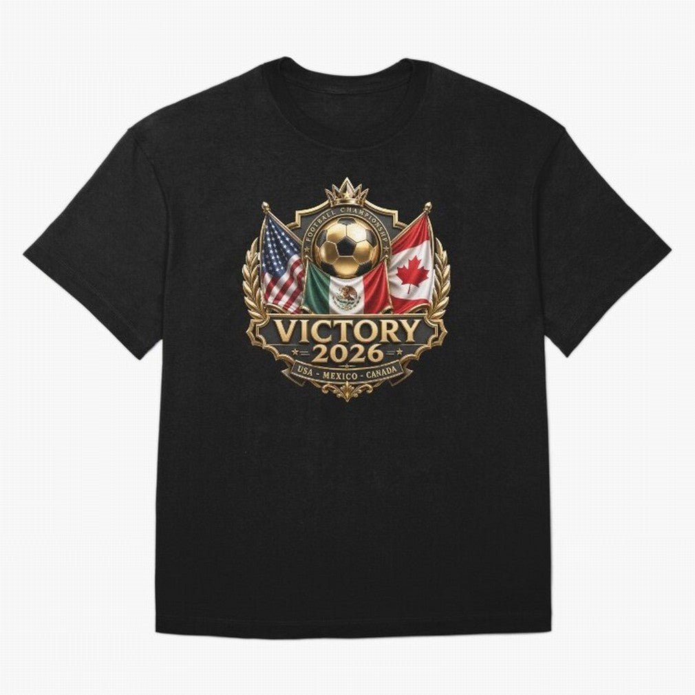 Victory 2026 USA Mexico Canada Football Crest Classic T-Shirt Fuel the Hype around Global Football Passion for FIFA World Cup 2026, Highlighting Mbappe, Argentina, Classic Soccer Heritage, Championship Pressure, Fan Loyalty and International Pride;