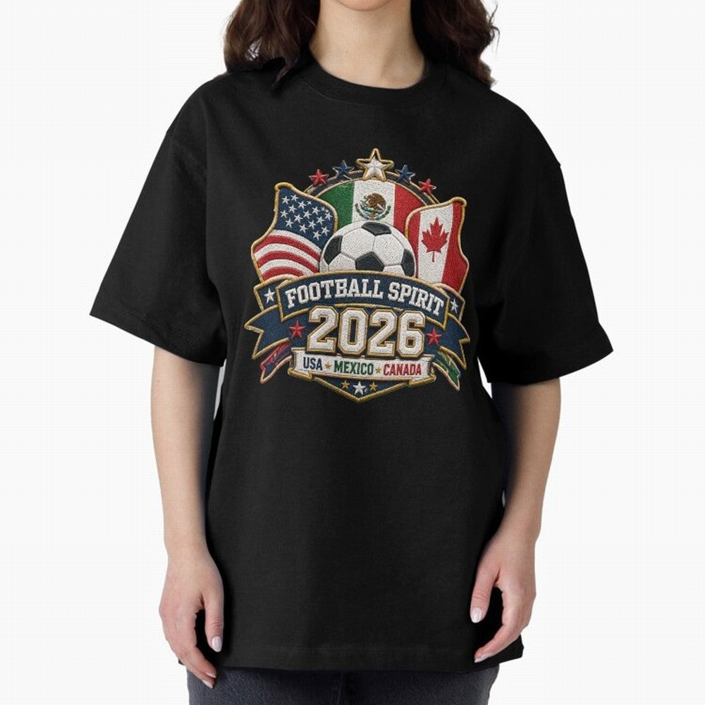 Football Spirit 2026 USA Mexico Canada Patch Design Classic T-Shirt Honor the Football Icons of FIFA World Cup 2026 Spirit, Driven by Brazil, Messi, Neymar and Mbappe, Match Day Excitement, Supporter Culture, Golden Goals and Global Football