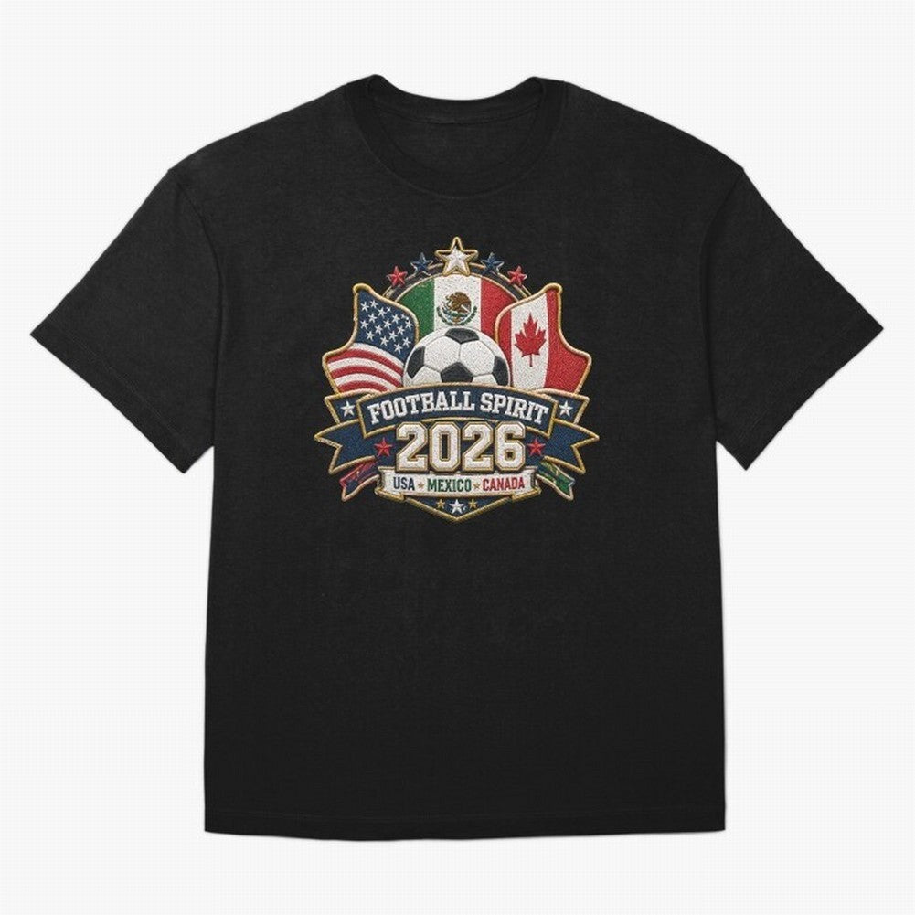 Football Spirit 2026 USA Mexico Canada Patch Design Classic T-Shirt Honor the Football Icons of FIFA World Cup 2026 Spirit, Driven by Brazil, Messi, Neymar and Mbappe, Match Day Excitement, Supporter Culture, Golden Goals and Global Football