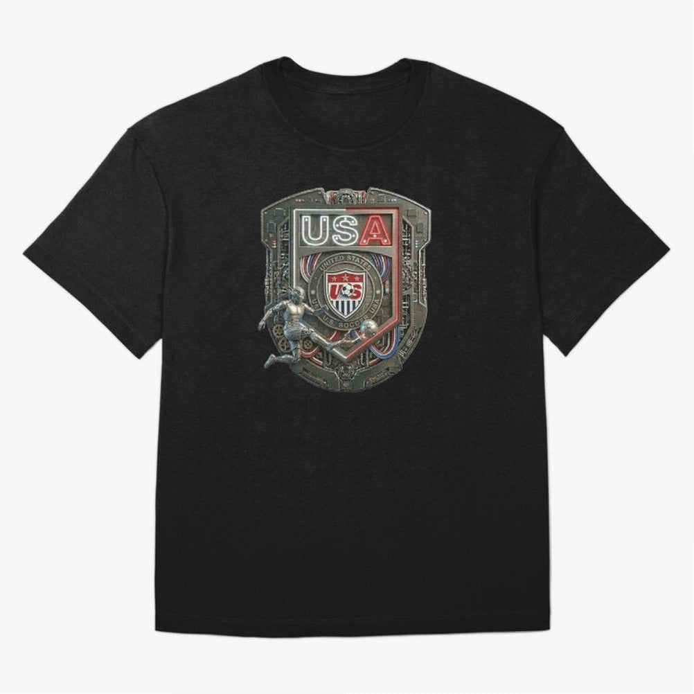 USA SOCCER SHIELD KICKING BALL Classic T-Shirt Show Your Stadium Side during the FIFA World Cup 2026 USA Canada Mexico Journey through Messi, CR7 and Mbappe Highlights, Spain and Netherlands Pride, Fan Favorite Moments, National Team Passion, Big