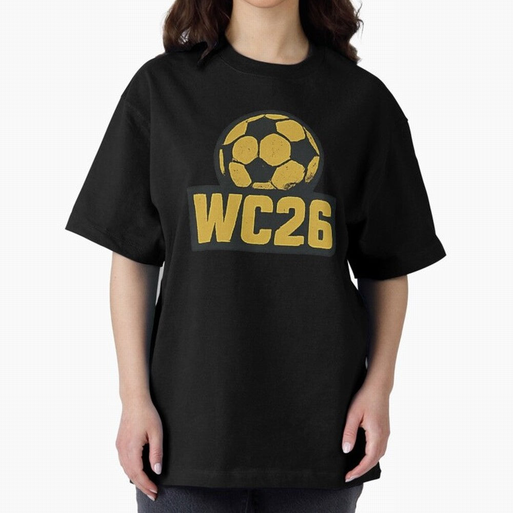 WC26 Soccer Ball Vintage Football Fan Design Classic T-Shirt Carry FIFA World Cup 2026 for Fans of CR7 and Messi and Portugal, Bringing Football History, Final Match Energy, Crowd Noise and Once in a Lifetime Moments; Ideal for Fans Who Follow