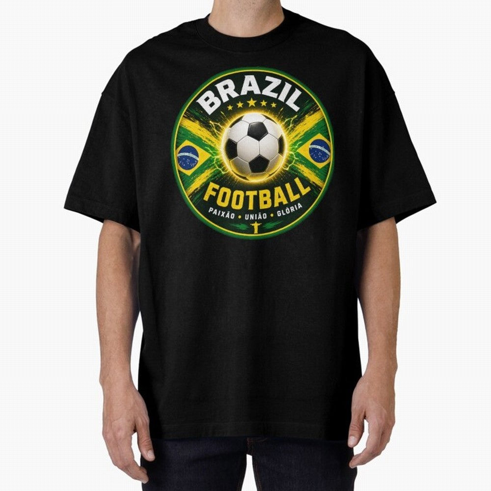 Elegant Brazil Football Emblem Classic T-Shirt Showcase the FIFA World Cup 2026 Group Stage Journey through Haaland and Mbappe Highlights, Brazil, Portugal and Argentina Pride, Stadium Chants, National Pride, Trophy Dreams and Unforgettable