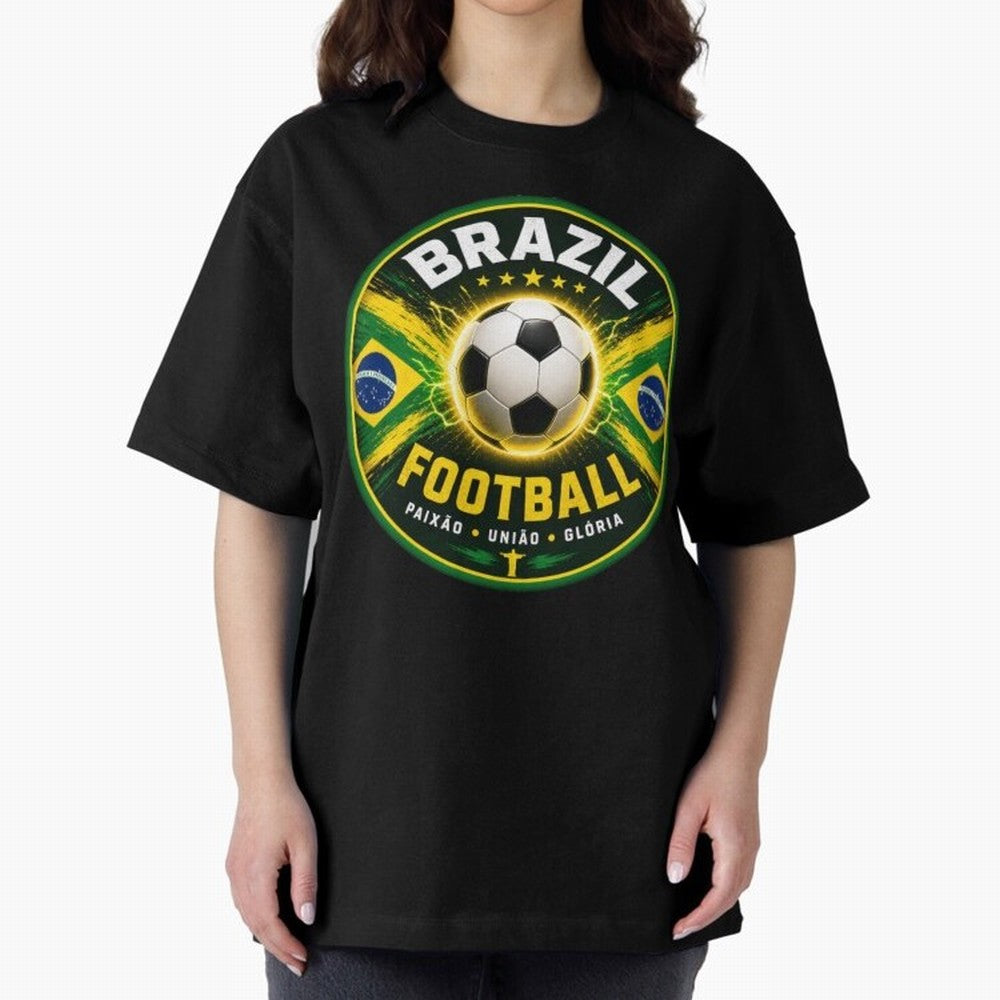 Elegant Brazil Football Emblem Classic T-Shirt Showcase the FIFA World Cup 2026 Group Stage Journey through Haaland and Mbappe Highlights, Brazil, Portugal and Argentina Pride, Stadium Chants, National Pride, Trophy Dreams and Unforgettable