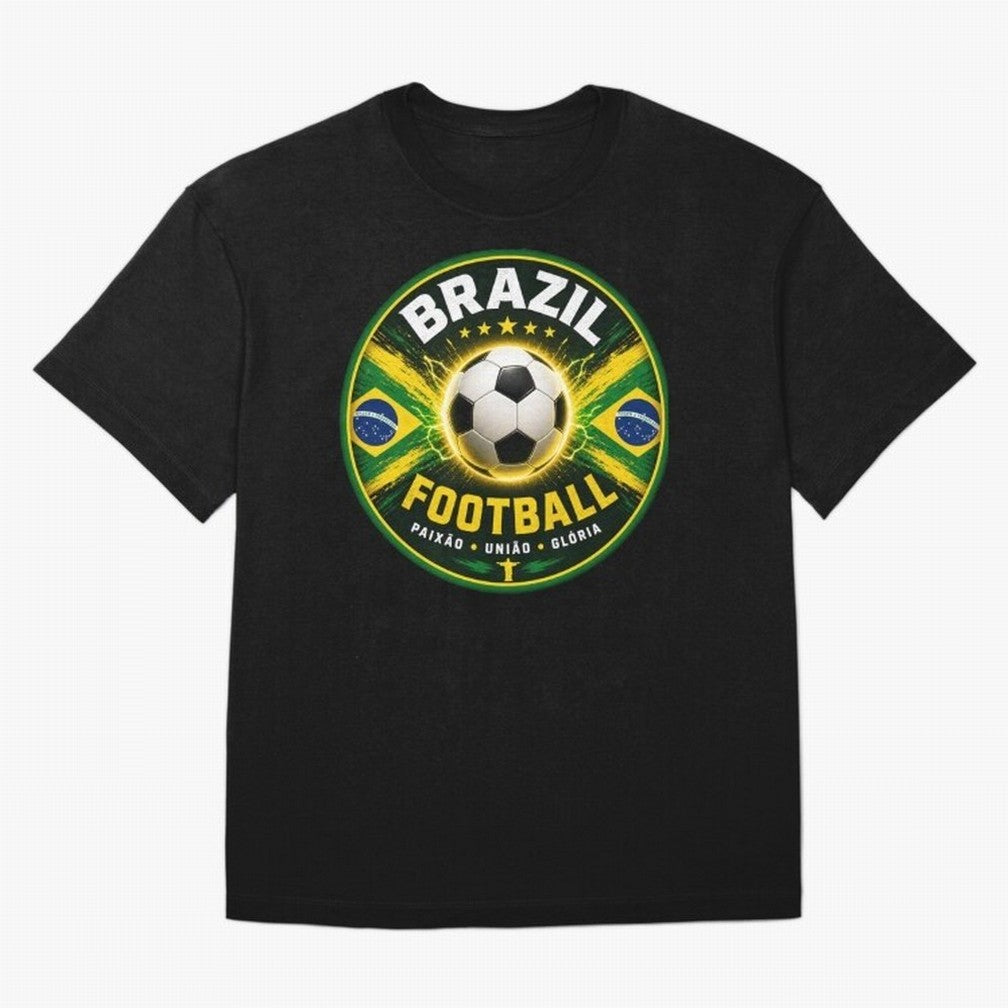 Elegant Brazil Football Emblem Classic T-Shirt Showcase the FIFA World Cup 2026 Group Stage Journey through Haaland and Mbappe Highlights, Brazil, Portugal and Argentina Pride, Stadium Chants, National Pride, Trophy Dreams and Unforgettable