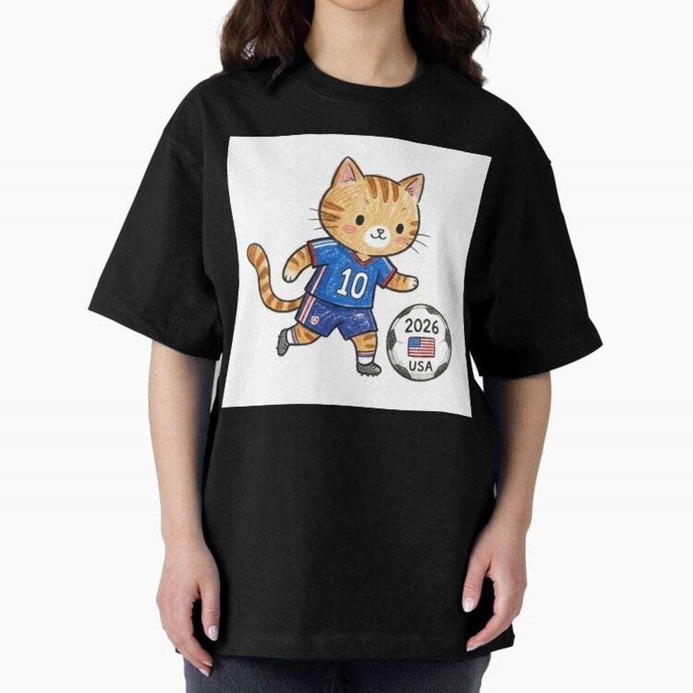 USA Soccer Cat #10 - 2026 World Cup Fan Art Classic T-Shirt Make Every Kick Count in Global Football Passion for FIFA World Cup 2026 USA Canada Mexico, Capturing Cristiano Ronaldo, Haaland and CR7, Spain, Stadium Memories, Football Loyalty,