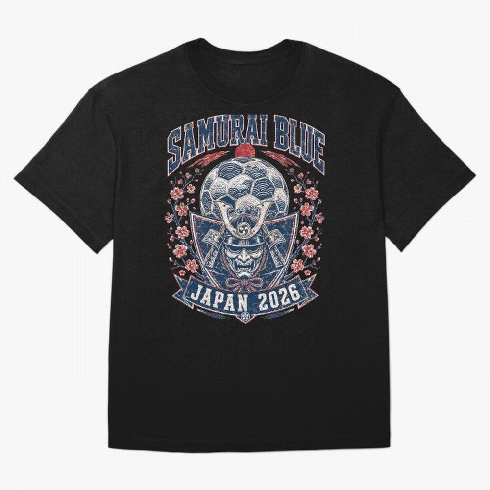 Samurai Blue Japan 2026 World Cup Soccer T-Shirt Classic T-Shirt Share the Excitement of Match Day Hype around FIFA World Cup 2026, CR7 and Messi, Portugal, Spain and Germany, Vintage Soccer Flavor, Modern Football Stars, National Flags and Final