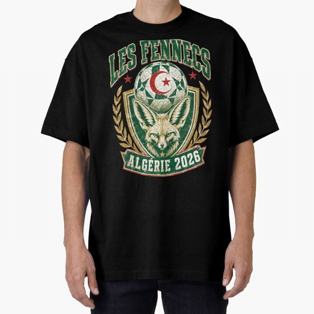 Les Fennecs Alg¨¦rie 2026 World Cup Soccer T-Shirt Classic T-Shirt Support Iconic Players in the FIFA World Cup 2026 Group Stage Journey through CR7 and Messi Highlights, Brazil, Portugal and Argentina Pride, Football History, Final Match Energy,