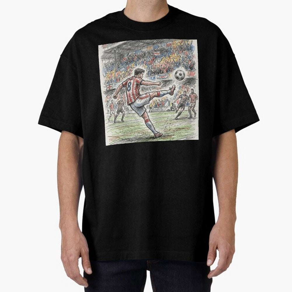 The Decisive Goal - Player #8 Stadium Action Illustration Classic T-Shirt Capture Stadium Memories from FIFA World Cup 2026 Group Stage for Fans of Messi and Netherlands, Bringing Championship Spirit, Famous Goals, Roaring Crowds and International