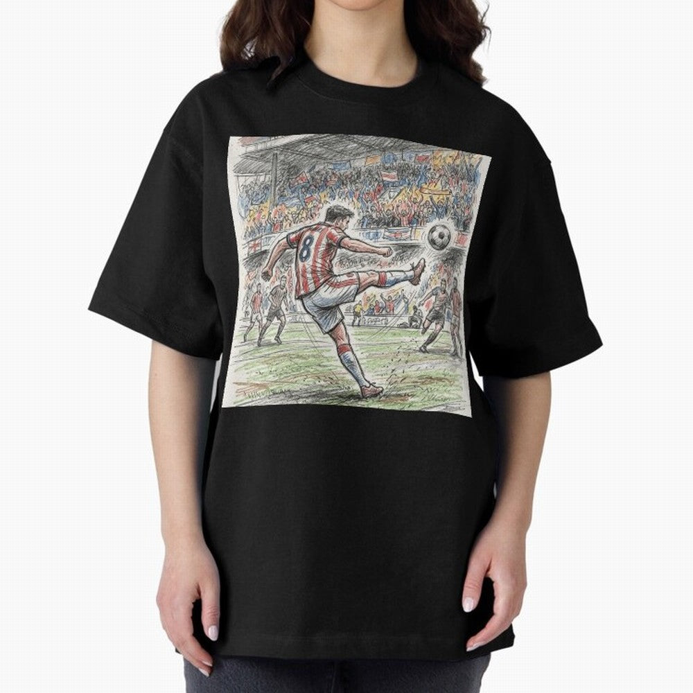 The Decisive Goal - Player #8 Stadium Action Illustration Classic T-Shirt Capture Stadium Memories from FIFA World Cup 2026 Group Stage for Fans of Messi and Netherlands, Bringing Championship Spirit, Famous Goals, Roaring Crowds and International