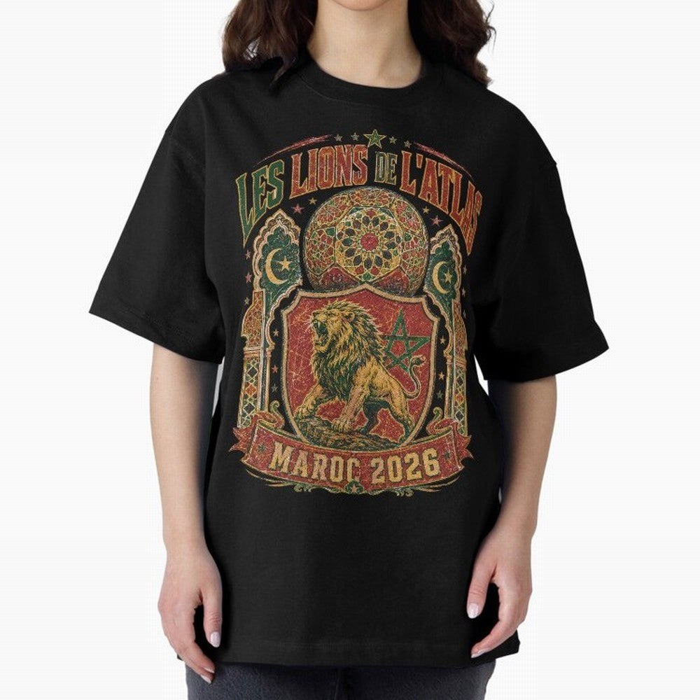 Lions De L'Atlas Maroc 2026 World Cup Soccer T-Shirt Classic T-Shirt Step into FIFA World Cup 2026 USA Canada Mexico for Fans of Mbappe and Neymar and Netherlands, Bringing Football History, Final Match Energy, Crowd Noise and Once in a Lifetime