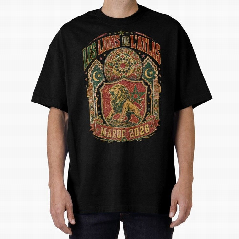 Lions De L'Atlas Maroc 2026 World Cup Soccer T-Shirt Classic T-Shirt Step into FIFA World Cup 2026 USA Canada Mexico for Fans of Mbappe and Neymar and Netherlands, Bringing Football History, Final Match Energy, Crowd Noise and Once in a Lifetime
