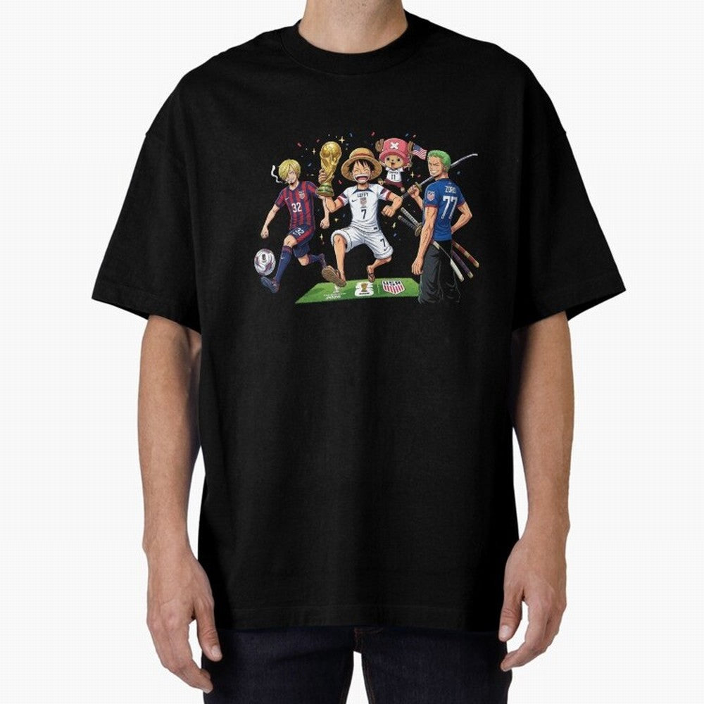 One Piece Characters Celebrating World Cup 2026 USA Classic T-Shirt Join the Countdown to FIFA World Cup 2026 Made for Neymar, England and Germany Energy, Tournament Hype, Historic Matchups, Family Viewing Parties and Global Sports Pride; Great for