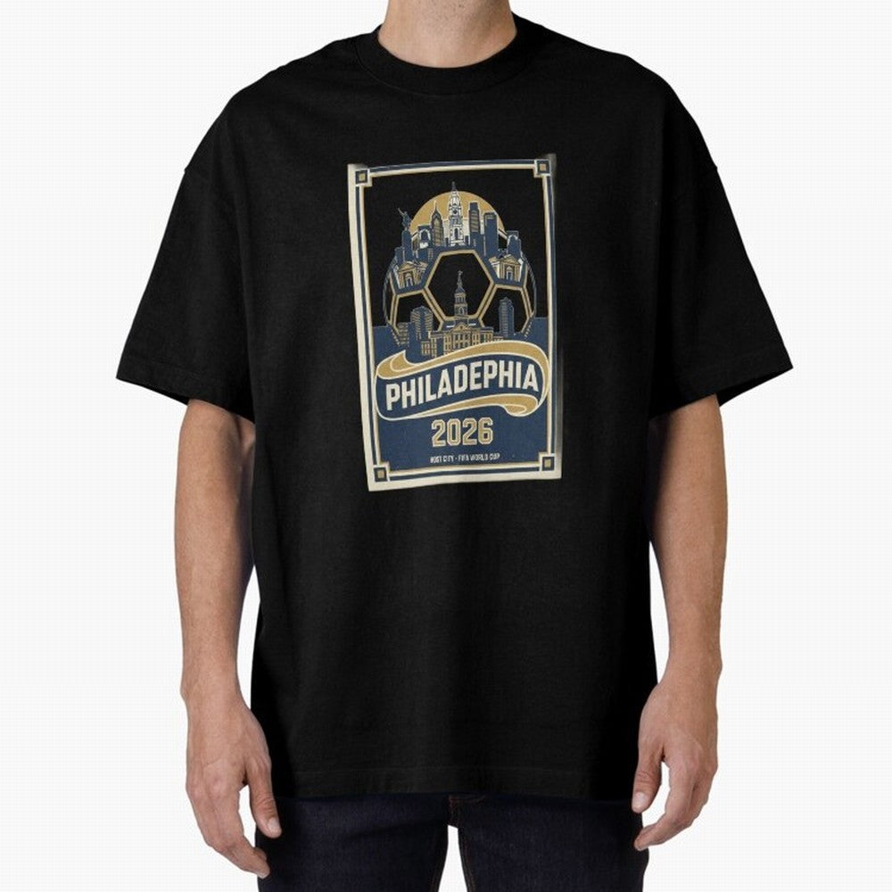 Philadelphia 2026 ¨C Vintage Soccer Host City Tee Classic T-Shirt Show Your Tournament Heart for FIFA World Cup 2026 Group Stage with CR7 and Messi, Argentina, France and Brazil Energy, Championship Spirit, Famous Goals, Roaring Crowds and