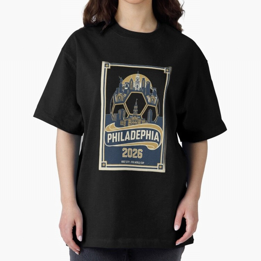 Philadelphia 2026 ¨C Vintage Soccer Host City Tee Classic T-Shirt Show Your Tournament Heart for FIFA World Cup 2026 Group Stage with CR7 and Messi, Argentina, France and Brazil Energy, Championship Spirit, Famous Goals, Roaring Crowds and