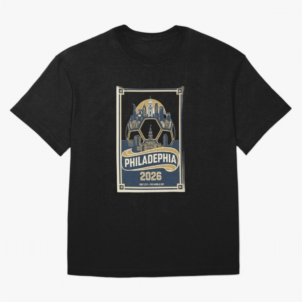Philadelphia 2026 ¨C Vintage Soccer Host City Tee Classic T-Shirt Show Your Tournament Heart for FIFA World Cup 2026 Group Stage with CR7 and Messi, Argentina, France and Brazil Energy, Championship Spirit, Famous Goals, Roaring Crowds and