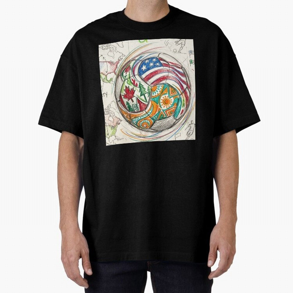 FIFA 2026 World Cup Unity Ball - Hand-Drawn Host Nations Art Classic T-Shirt Bring Stadium Energy to Match Day Hype around FIFA World Cup 2026 Group Stage, Messi, Neymar and Mbappe, Germany, Global Supporter Spirit, Legendary Goals, National Colors