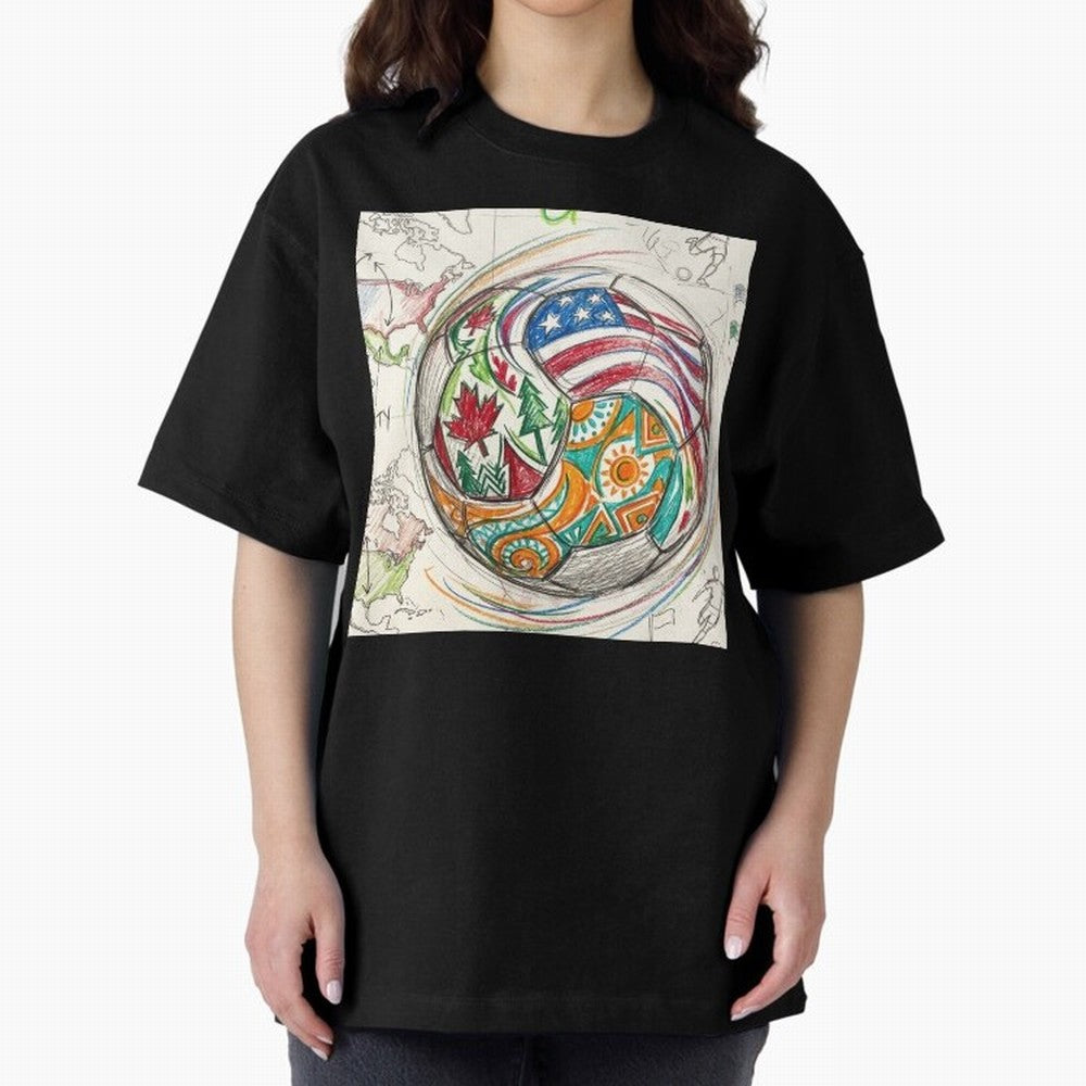 FIFA 2026 World Cup Unity Ball - Hand-Drawn Host Nations Art Classic T-Shirt Bring Stadium Energy to Match Day Hype around FIFA World Cup 2026 Group Stage, Messi, Neymar and Mbappe, Germany, Global Supporter Spirit, Legendary Goals, National Colors