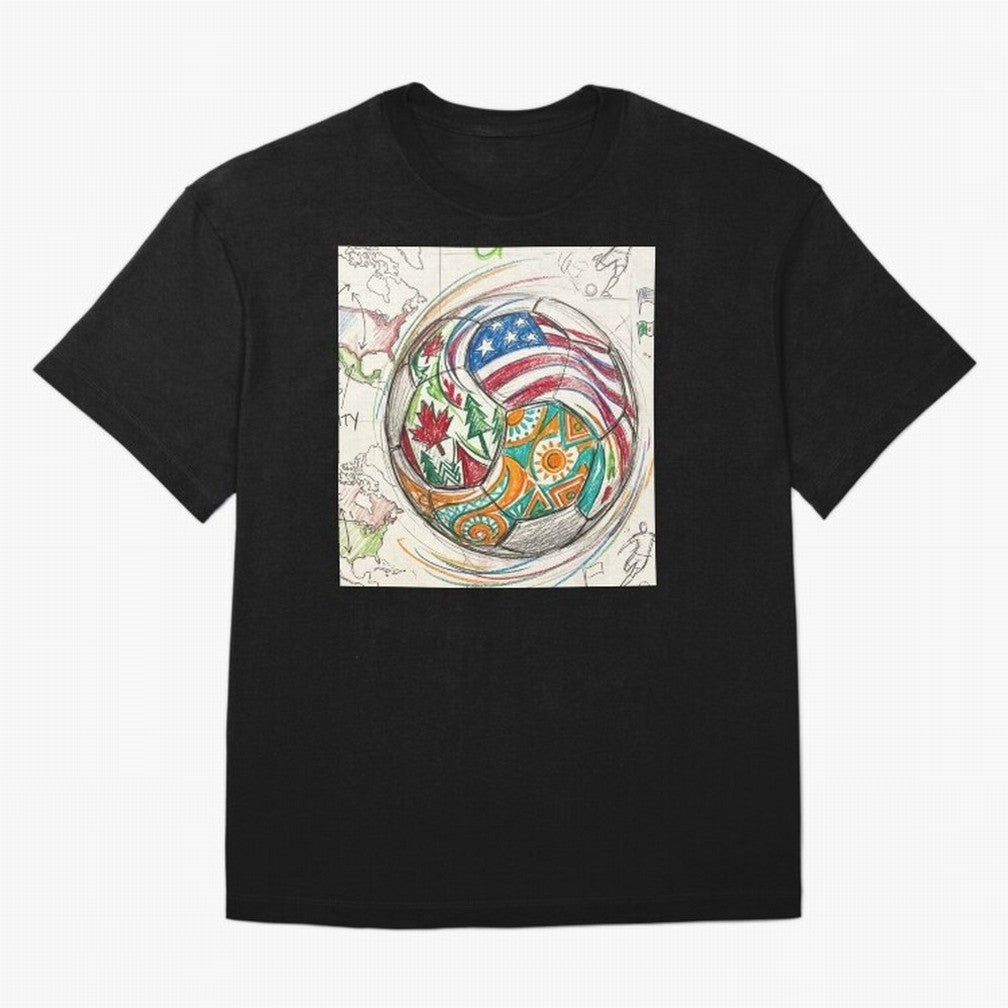 FIFA 2026 World Cup Unity Ball - Hand-Drawn Host Nations Art Classic T-Shirt Bring Stadium Energy to Match Day Hype around FIFA World Cup 2026 Group Stage, Messi, Neymar and Mbappe, Germany, Global Supporter Spirit, Legendary Goals, National Colors
