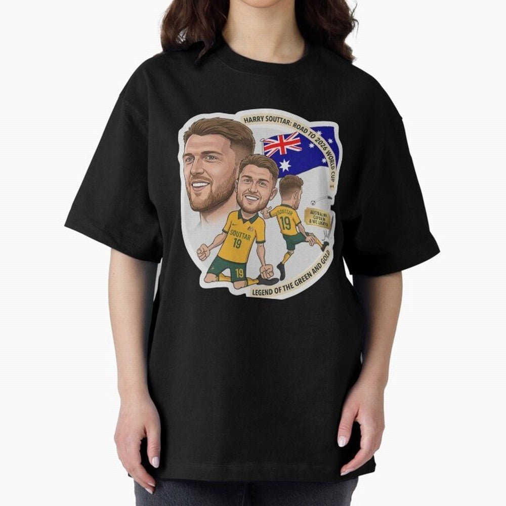 Harry Souttar Australia Football Legend Cartoon Illustration Classic T-Shirt Honor Champions and Dreams in FIFA World Cup 2026 Highlighting Messi, Neymar and Mbappe, France and Portugal Energy, Fan Favorite Moments, National Team Passion, Big Match