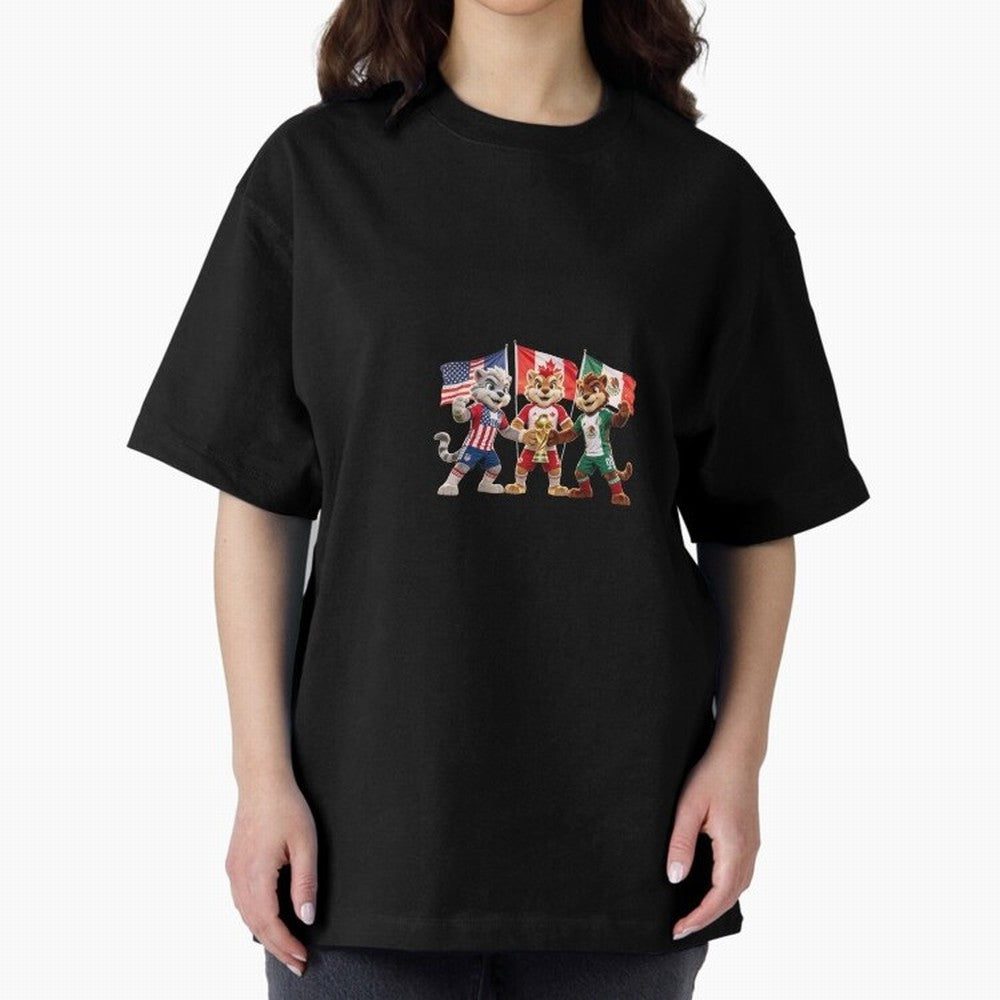 World Cup 2026 Host Nations Mascots - USA Canada Mexico Soccer Champions Classic T-Shirt Treasure FIFA World Cup 2026 Group Stage Featuring Haaland, Brazil Energy, Vintage Soccer Flavor, Modern Football Stars, National Flags and Final Night