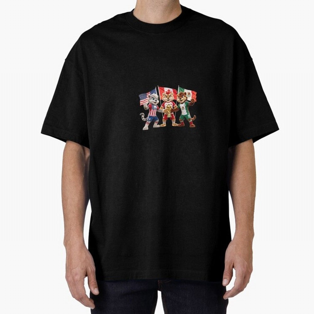 World Cup 2026 Host Nations Mascots - USA Canada Mexico Soccer Champions Classic T-Shirt Treasure FIFA World Cup 2026 Group Stage Featuring Haaland, Brazil Energy, Vintage Soccer Flavor, Modern Football Stars, National Flags and Final Night
