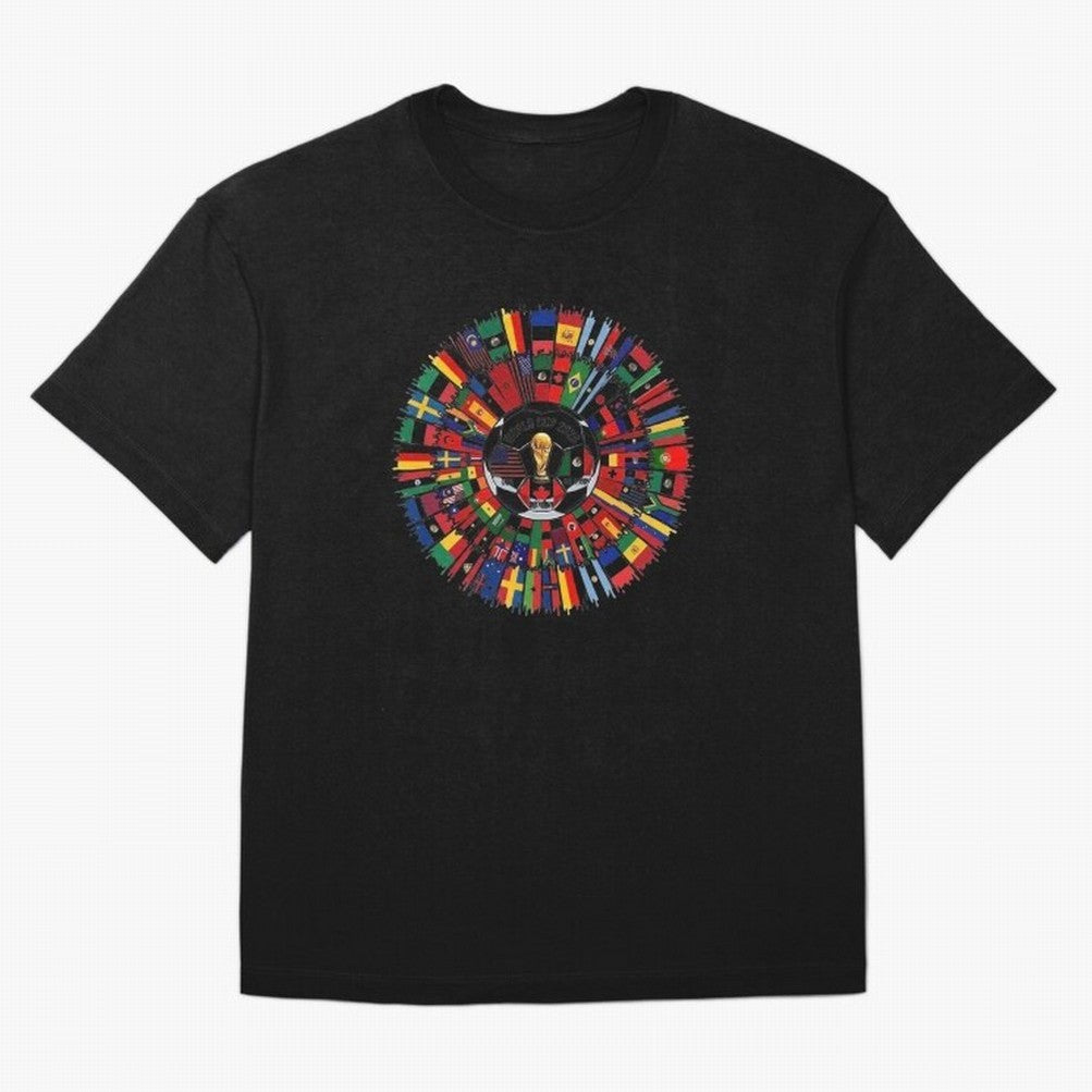 Vibrant 2026 World Cup International Flag Splash Classic T-Shirt Celebrate Football Dreams Across the FIFA World Cup 2026 USA Canada Mexico Journey through Mbappe Highlights, Argentina, France and Brazil Pride, Worldwide Fan Energy, Dramatic Goals,