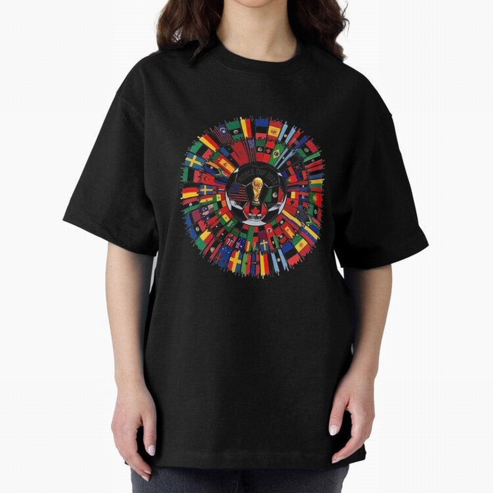 Vibrant 2026 World Cup International Flag Splash Classic T-Shirt Celebrate Football Dreams Across the FIFA World Cup 2026 USA Canada Mexico Journey through Mbappe Highlights, Argentina, France and Brazil Pride, Worldwide Fan Energy, Dramatic Goals,