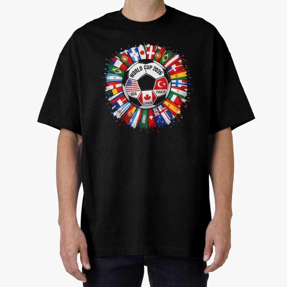 World Cup 2026 Shirt Soccer Tournament Fan Design International Flags Football Graphic Tee Sports Lover Gift Classic T-Shirt Carry the Dream of Global Football Passion for FIFA World Cup 2026, Featuring Messi and Cristiano Ronaldo, England, France
