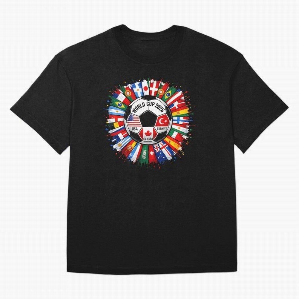 World Cup 2026 Shirt Soccer Tournament Fan Design International Flags Football Graphic Tee Sports Lover Gift Classic T-Shirt Carry the Dream of Global Football Passion for FIFA World Cup 2026, Featuring Messi and Cristiano Ronaldo, England, France