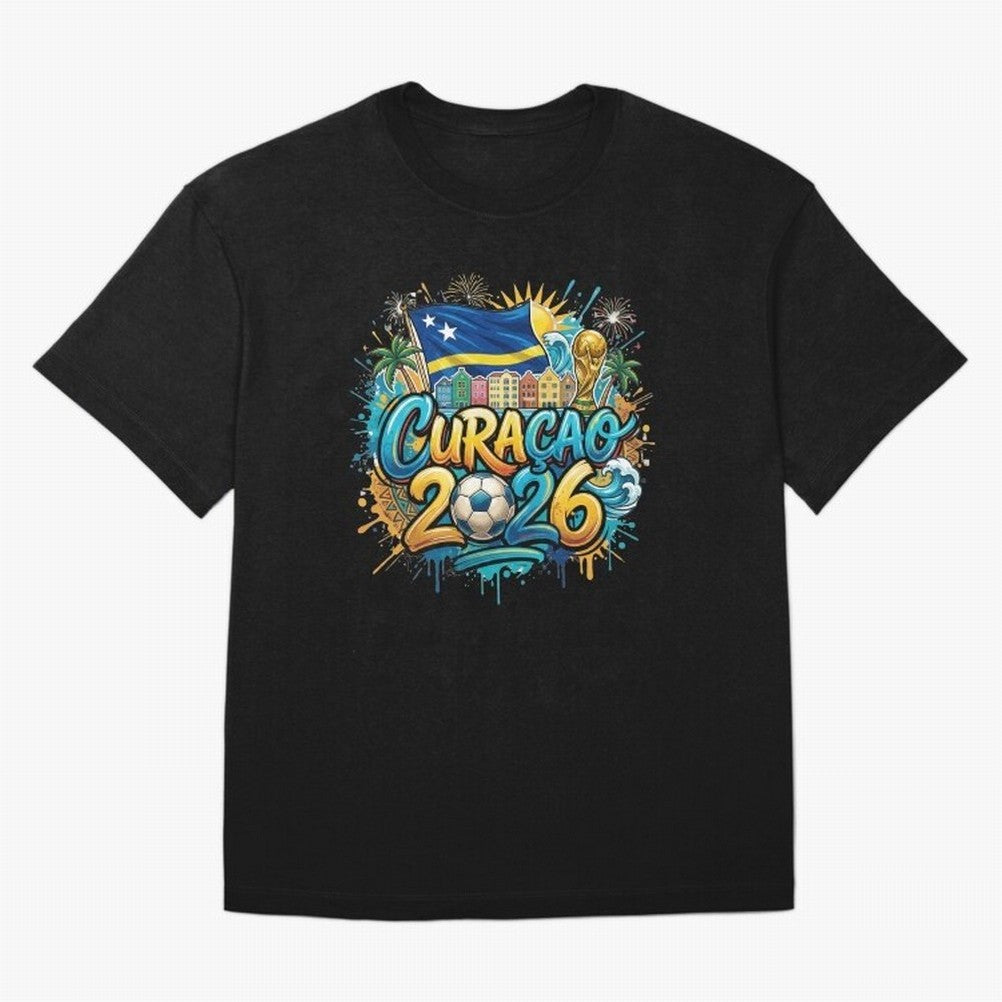 Curacao World Cup 2026 Football Legacy Classic T-Shirt Step into FIFA World Cup 2026 Group Stage Spirit, Highlighting Argentina and Brazil, Haaland, Championship Spirit, Famous Goals, Roaring Crowds and International Football Unity; Created for