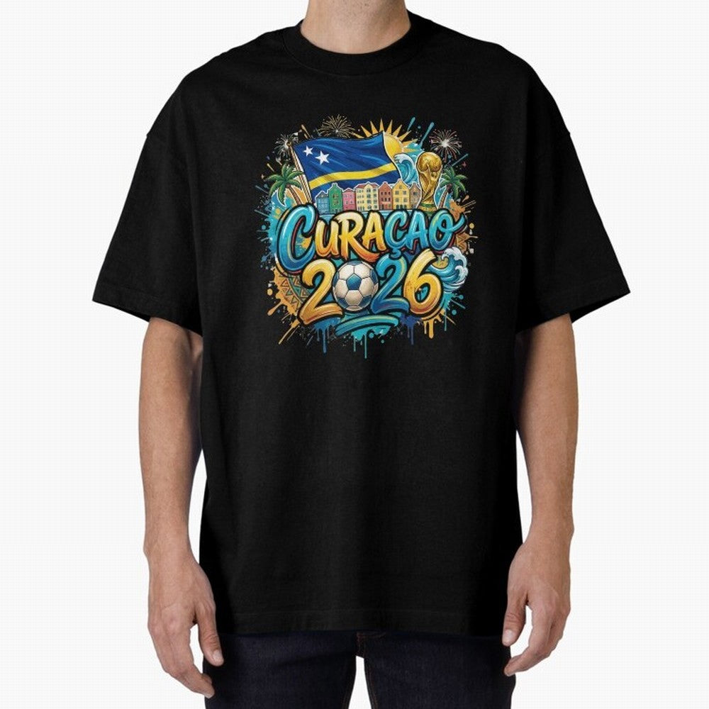 Curacao World Cup 2026 Football Legacy Classic T-Shirt Step into FIFA World Cup 2026 Group Stage Spirit, Highlighting Argentina and Brazil, Haaland, Championship Spirit, Famous Goals, Roaring Crowds and International Football Unity; Created for