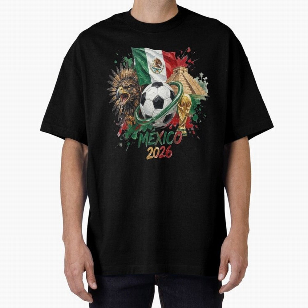 Mexico World Cup 2026 Oversized T-Shirt Support the Legends of the FIFA World Cup 2026 Group Stage Journey through Messi, Neymar and Mbappe Highlights, England, France and Netherlands Pride, Vintage Soccer Flavor, Modern Football Stars, National