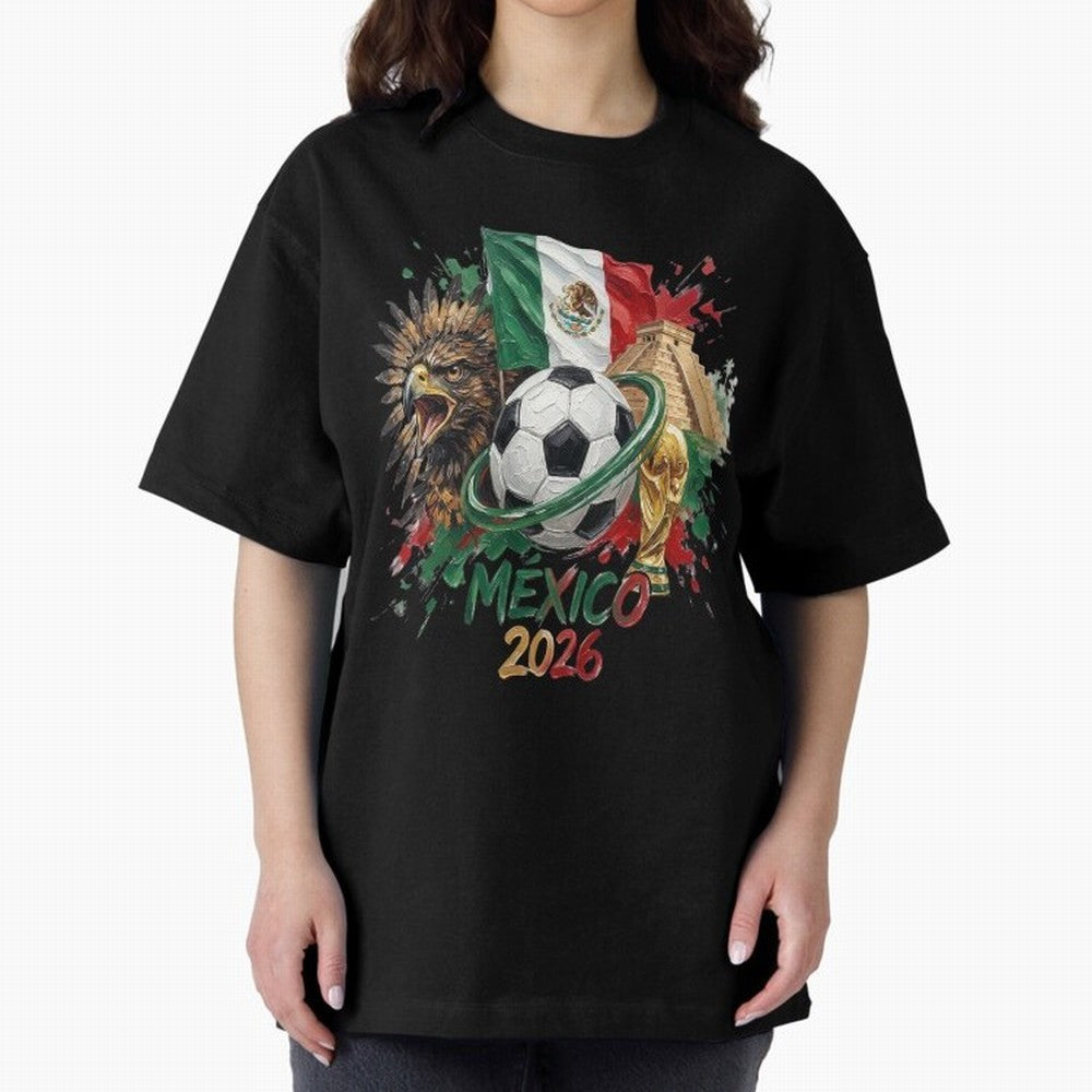 Mexico World Cup 2026 Oversized T-Shirt Support the Legends of the FIFA World Cup 2026 Group Stage Journey through Messi, Neymar and Mbappe Highlights, England, France and Netherlands Pride, Vintage Soccer Flavor, Modern Football Stars, National