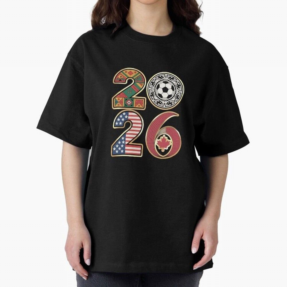 2026 Football Countries Design ¨C USA, Canada & Mexico Inspired Art Oversized T-Shirt Support the Legends of Match Day Hype around FIFA World Cup 2026 Group Stage, Mbappe and Neymar, Spain and Netherlands, Sports Nostalgia, International