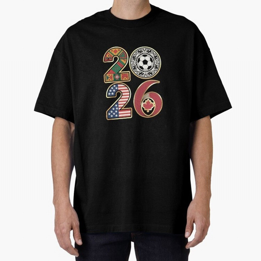 2026 Football Countries Design ¨C USA, Canada & Mexico Inspired Art Oversized T-Shirt Support the Legends of Match Day Hype around FIFA World Cup 2026 Group Stage, Mbappe and Neymar, Spain and Netherlands, Sports Nostalgia, International
