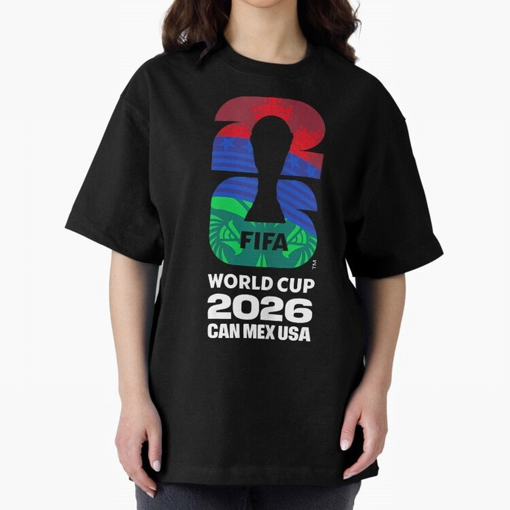 World Cup26 Host Country Logo Flags Oversized T-Shirt Share Match Day Hype around FIFA World Cup 2026 USA Canada Mexico, Messi, Neymar and Mbappe, Argentina and Brazil, Sports Nostalgia, International Competition, Famous Players and Unforgettable