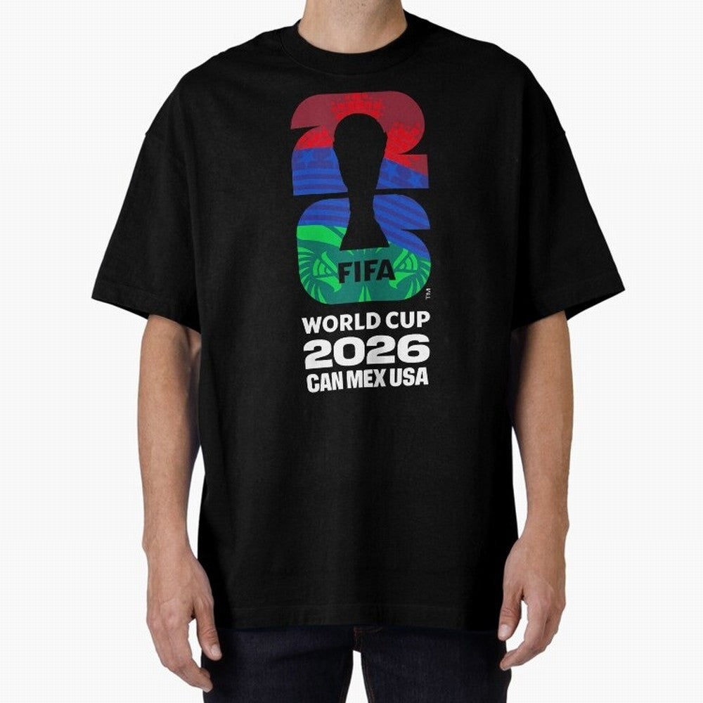 World Cup26 Host Country Logo Flags Oversized T-Shirt Share Match Day Hype around FIFA World Cup 2026 USA Canada Mexico, Messi, Neymar and Mbappe, Argentina and Brazil, Sports Nostalgia, International Competition, Famous Players and Unforgettable