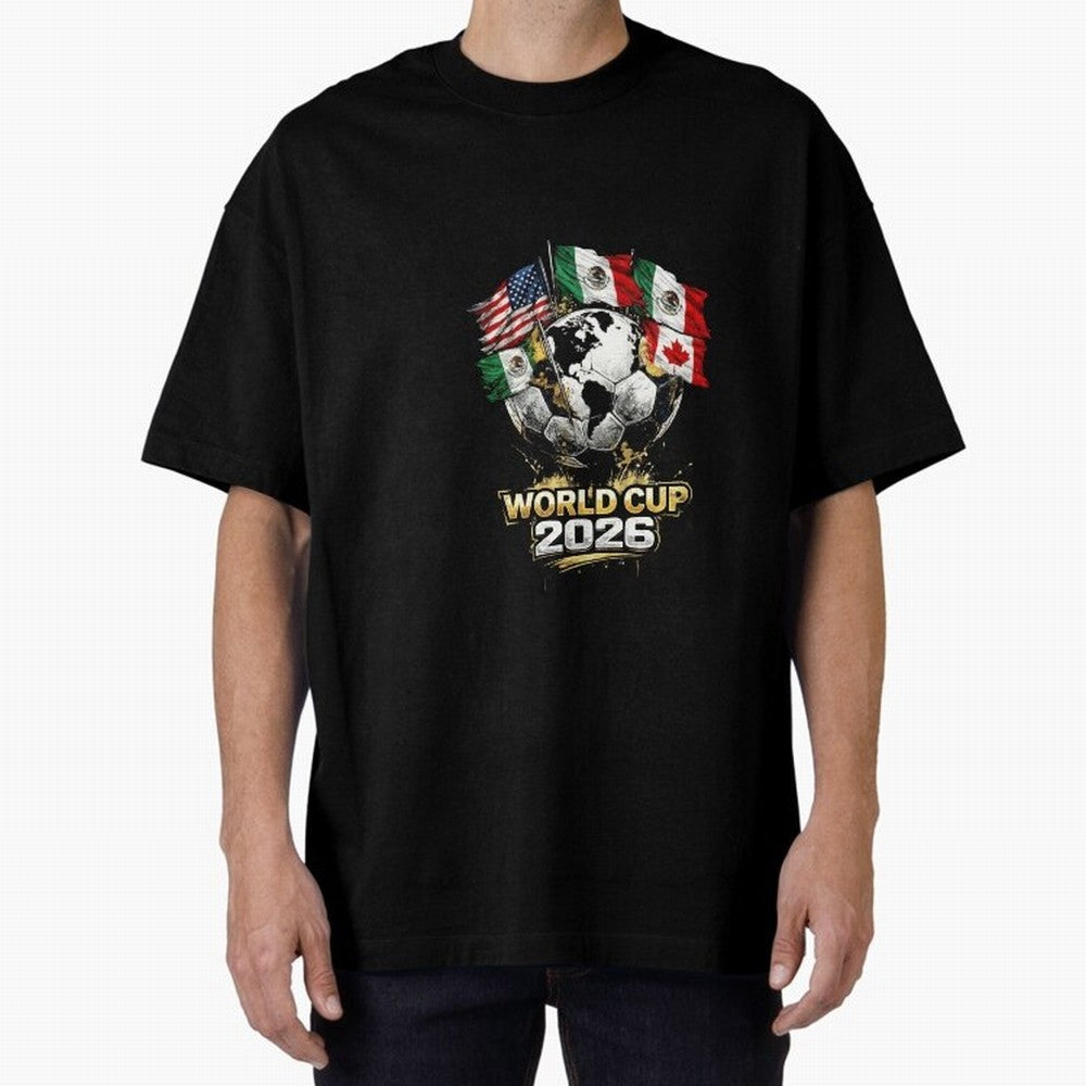 Fifa 2026 World Cup Flags Football Graphic Tee Oversized T-Shirt Celebrate the Magic of Match Day Hype around FIFA World Cup 2026 USA Canada Mexico, Haaland, Argentina, Football Passion, Legendary Performances, Festival Vibes and Supporter